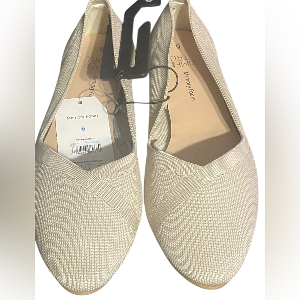 NWT Time and Tru Knit Ballet Flats Tan Slip-On Comfort Shoes Size 6 - Picture 5 of 8